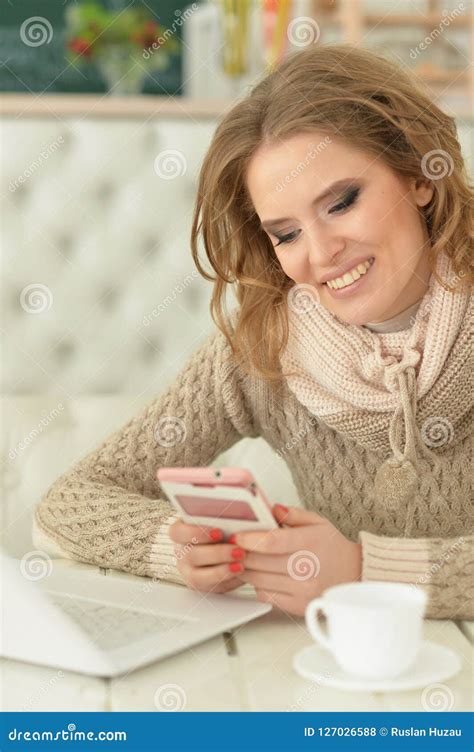 Portrait Of Young Woman Posing At Home Stock Photo Image Of