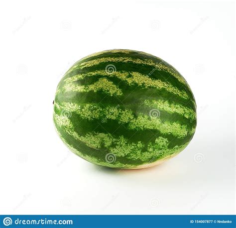 Big Green Striped Whole Watermelon On A White Background Stock Image
