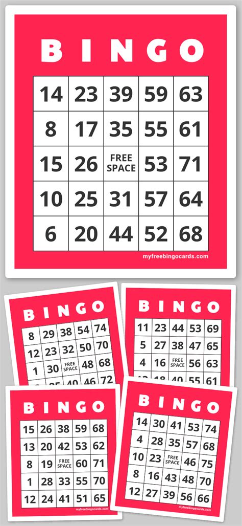 The following cards contain the numbers from 1 to 75. Virtual 1-75 Number Bingo
