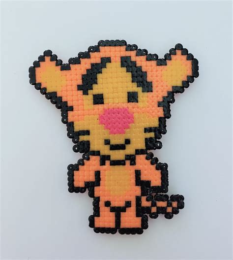 Winnie Pooh And Tiger Magnets Hama Bead Perler Bead Pixel Etsy