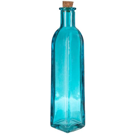 Teal Glass Bottle With Square Bottom Tall Hobby Lobby 789776 Colored Glass Bottles
