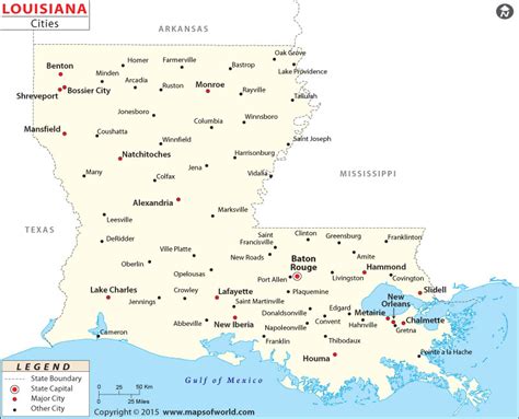 Detailed Map Of Louisiana Cities