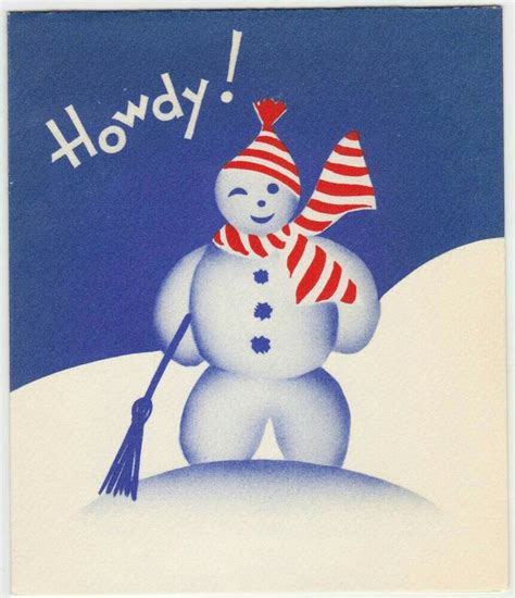 Vintage Snowman Greeting Card Vintage Christmas Cards Vintage