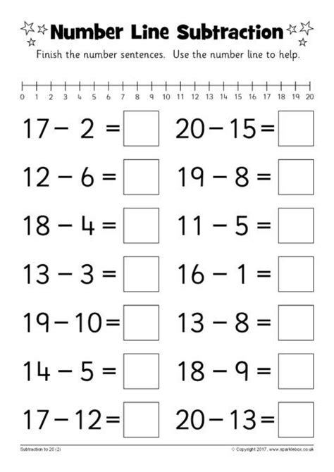 Subtraction On A Number Line Worksheet
