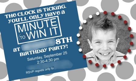 We just wrapped up our top 20 minute to win it top countdown. Charming Bliss - Portfolio - Minute to Win It Invitation