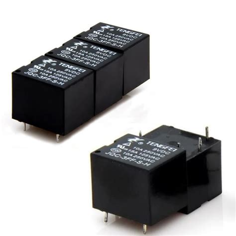 5pcs T73 Small Normally Open Black Electromagnetic Relay 9v 4 Pins 10a