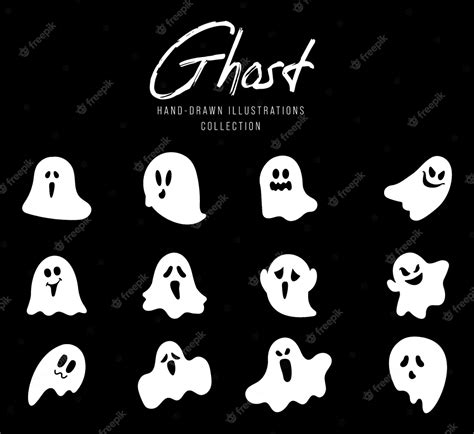 Premium Vector Spooky Halloween Ghost Scary Ghost Characters Hand