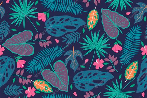 Premium Vector Seamless Pattern With Tropical Leaves Vector Graphics