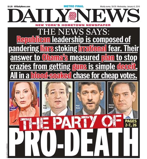 The New York Daily News Labels Gop Presidential Candidates ‘pro Death