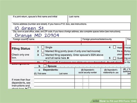 How To Fill Out Irs Form 1040 With Form Wikihow 1040 Form Printable