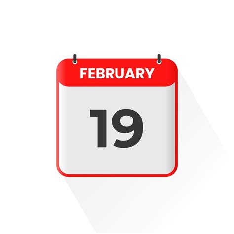 19th February Calendar Icon February 19 Calendar Date Month Icon
