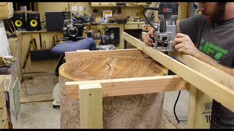 It prevents the ants from running. Making a Table From A Tree Stump - YouTube