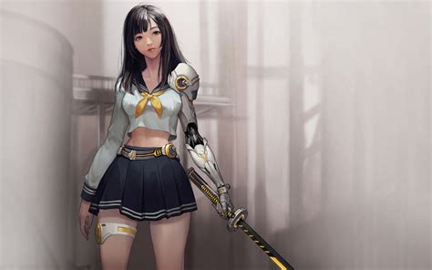 2560x1600 Warrior Anime Girl With Sword Wallpaper2560x1600 Resolution