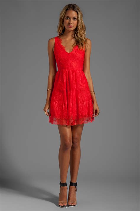 Lyst Bcbgmaxazria Sleeveless Lace Dress In Red In Red