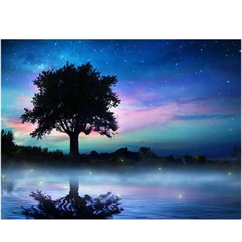 Diy Diamond 5d Embroidery Starry Sky Night View Painting Full Square