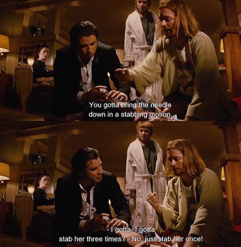 Vincent is worried because he has to keep company mia, his boss' crackhead wife. Pulp Fiction #inject #pulpfiction #funny #vincent #vega ...
