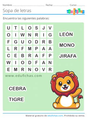 Sopa De Letras Para Ni Os Pasatiempos Para Imprimir Gratis