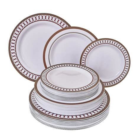 Disposable Dinnerware Set Heavy Duty Plastic Dishes Elegant Fine
