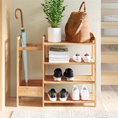 Bamboo Entryway 8 Pair Shoe Rack Best Home Storage Products