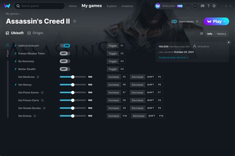 Assassin S Creed II Cheats And Trainer For Origin Trainers WeMod