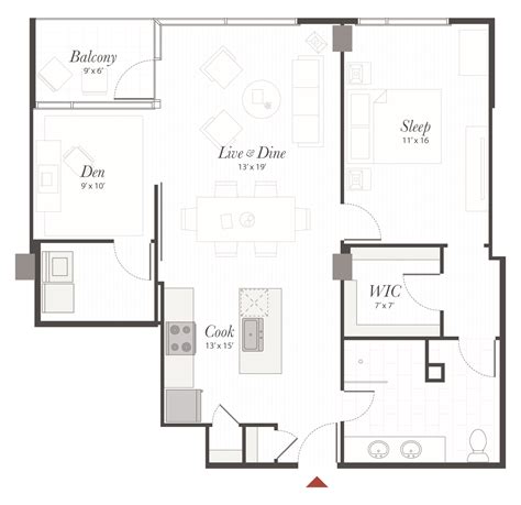 Luxury One Bedroom Apartment Floor Plans