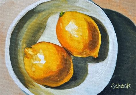 Lemons In A Bowl Still Life Oil Painting 5x7 By Sharonschock