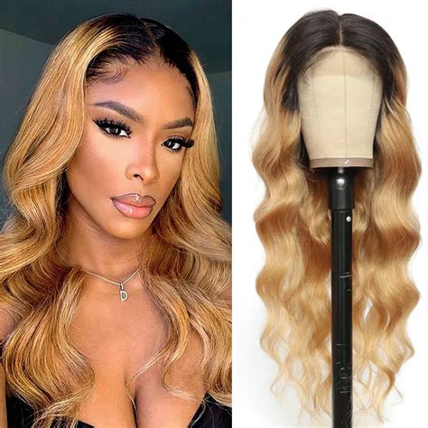 Honey Blonde Lace Front Wig Preplucked 1b 27 Human Hair Wigs Ombre Body Wave Lace Front Human