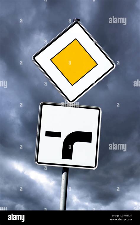 Traffic Sign Right Of Way Stock Photo Alamy