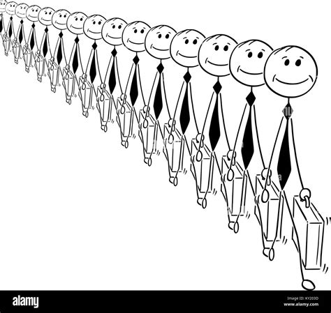 Cartoon Stick Man Dibujo Ilustración Conceptual De La Muchedumbre Del Empresario O Empleado