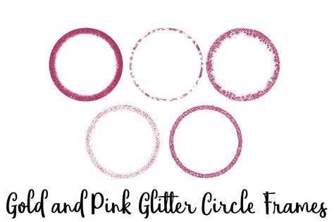 Gold And Pink Glitter Circle Frames Clip Art