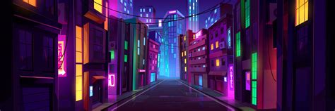 Empty Night City Street With Neon Lights 16263639 Vector Art At Vecteezy