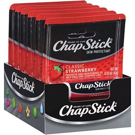 Chapstick Classic Skin Protectant Strawberry 015 Oz Stick Pack Of 24