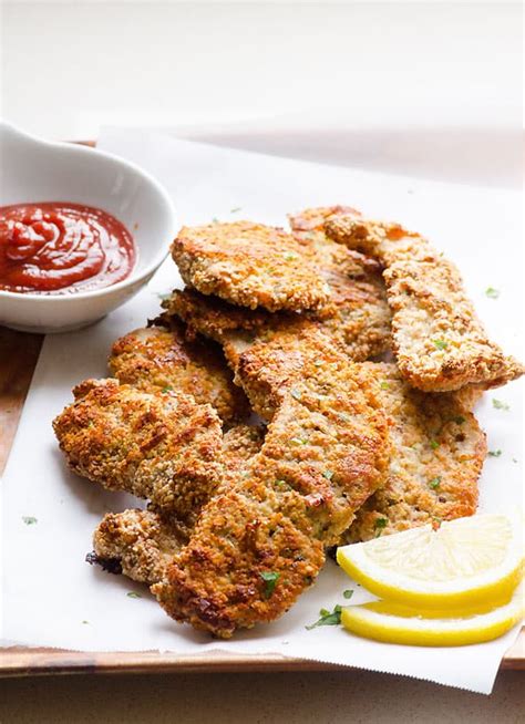 The chicken strip (or chicken tender). Almond Crusted Chicken - iFOODreal - Healthy Family Recipes