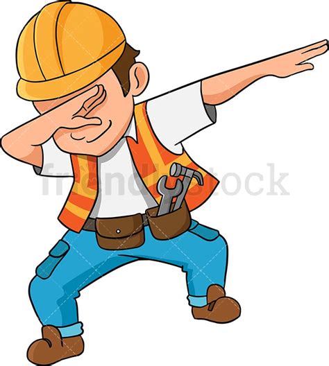Dabbing Construction Worker Cartoon Vector Clipart