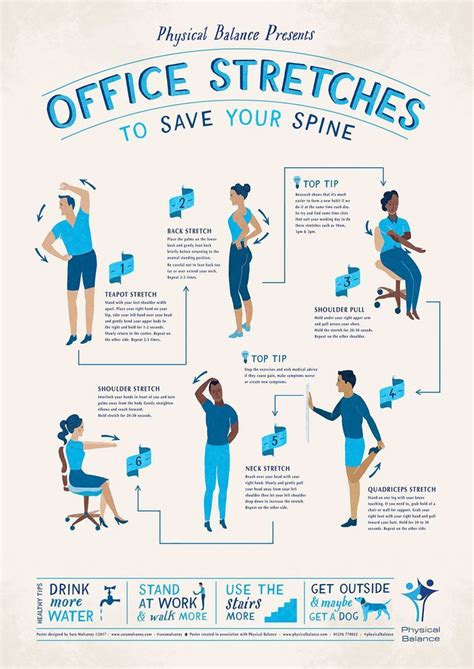 office stretches sara mulvanny illustration office exercise employee wellness employee