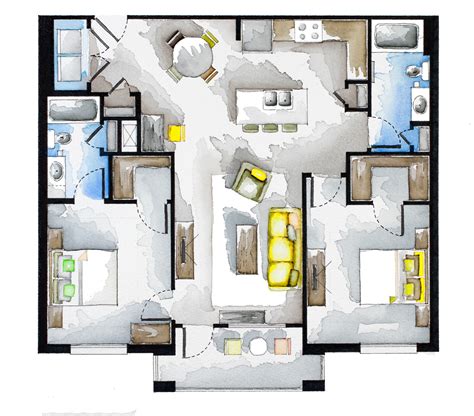 Real Estate Watercolor 2d Floor Plans Part 4 On Behance
