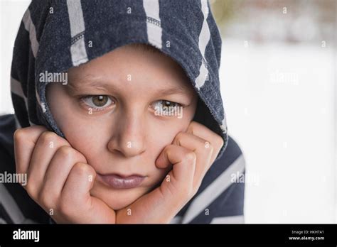Sad Boy Teenager With Sad Expression Face Close Up Depression