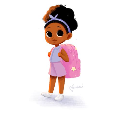 Happy Little Black Girl Cartoon