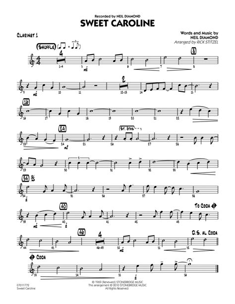 Download Sweet Caroline Bb Clarinet 1 Sheet Music By Neil Diamond