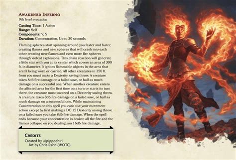 A New 9th Level Evocation Spell Awakened Inferno ~ For All The Fireball Lovers Out There