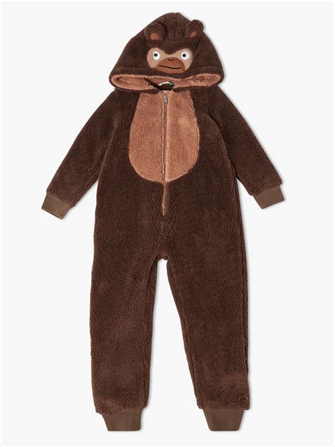 John Lewis And Partners Boys Monkey Fleece Onesie Brown