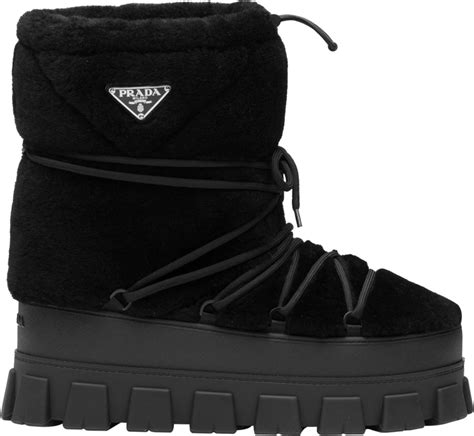 Prada Black Shearling Lugged Snow Boots INC STYLE