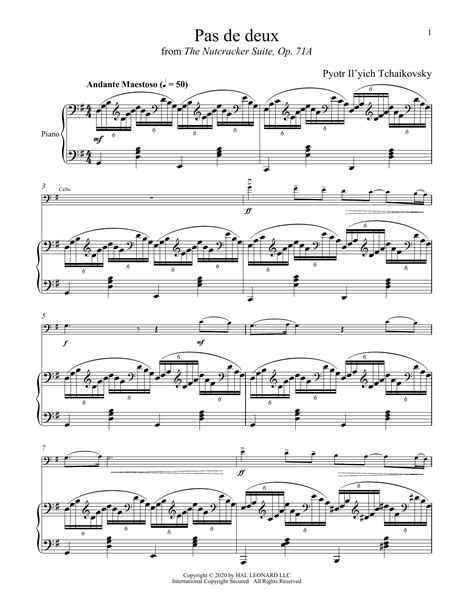 Pas De Deux From The Nutcracker Sheet Music Pyotr Il Yich Tchaikovsky Cello And Piano