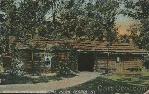 Everything you need is within view of forest greenery and tall tree trunks, reflecting the essence of the big sur forest in the eco materials and unique design that is glen oaks big sur. Old Log Cabin Glen Oak Park Peoria, IL Postcard