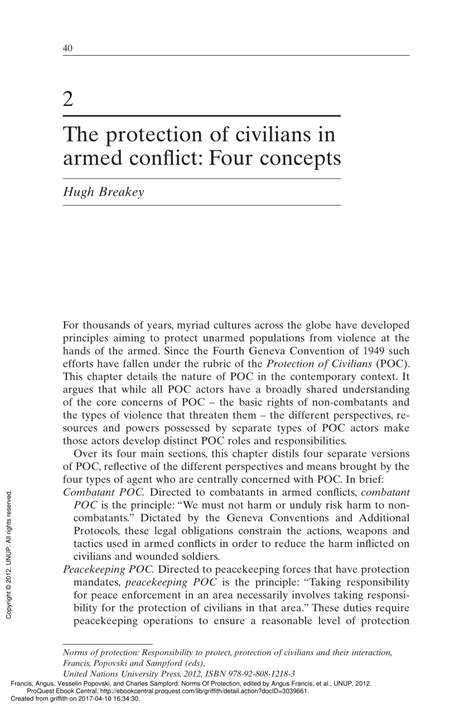 Pdf The Protection Of Civilians In Armed Conflict Four Concepts