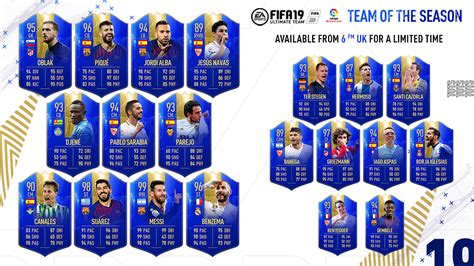 Toda la información de laliga santander, laliga smartbank, y primera división femenina: La TOTS de Liga BBVA de FUT 19 ! | ScoopTurn.com