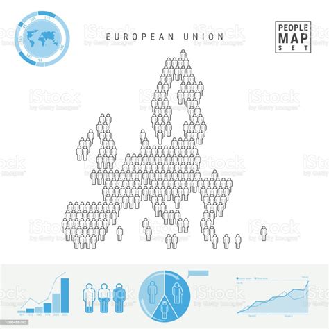 Mappa Dellicona Delle Persone Dellunione Europea Silhouette Vettoriale