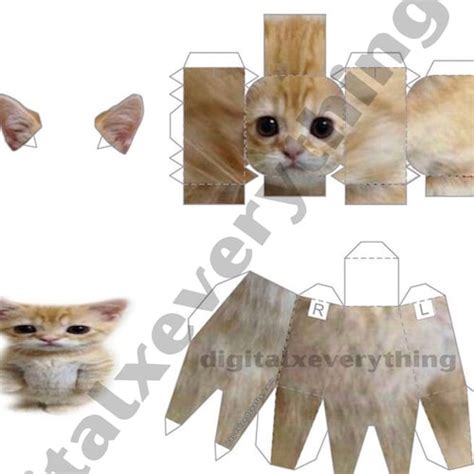 Munchkin Kitty Papercraft Cat Papercraft Printable Diy Etsy