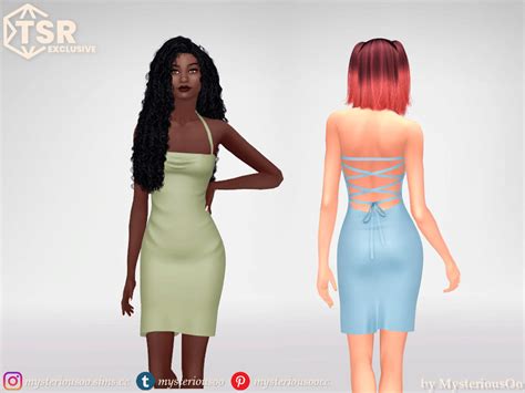 The Sims Resource Light Silk Dress With Ties At Back
