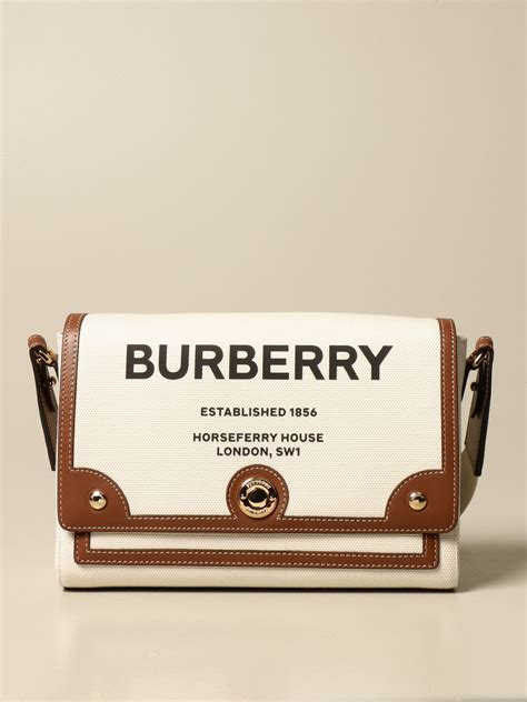 Burberry Horseferry Canvas Bag With Logo Natural Burberry